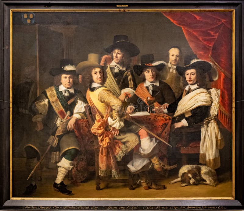 The council of the Gouda militia under the command of colonel Govert Suijs by Ferdinand Bol, 1653, Museum Gouda. Ferdinand Bol was a Dutch painter, etcher and draftsman. This are surviving work displays Rembrandts influence like his master, Bol favoured historical subjects, portraits, numerous self-portraits, and single figures in exotic finery. The council of the Gouda militia under the command of colonel Govert Suijs by Ferdinand Bol, 1653, Museum Gouda. Ferdinand Bol was a Dutch painter, etcher and draftsman. This are surviving work displays Rembrandts influence like his master, Bol favoured historical subjects, portraits, numerous self-portraits, and single figures in exotic finery.