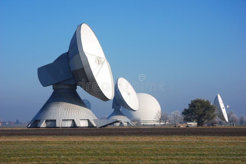 Satellite dishes in southern bavaria, Germany. Satellite dishes in southern bavaria, Germany