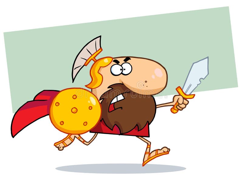 Male spartan gladiator running with a sword and shield. Male spartan gladiator running with a sword and shield