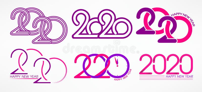 新年标志集 2020年新年快乐字母模板 光背景上的孤立矢量对象 圣诞节 向量例证 新年标志集 2020年新年快乐字母模板 光背景上的孤立矢量对象 圣诞节 向量例证