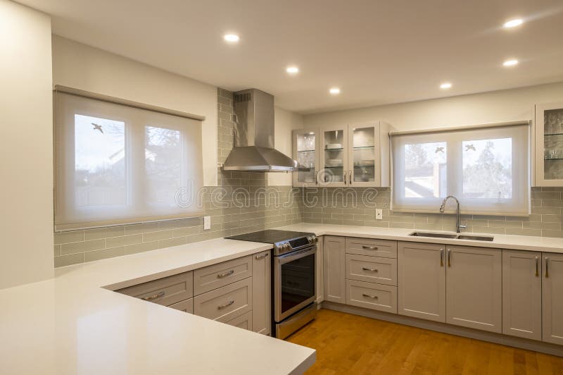 New and Modern Open Concept Kitchen with a Grey and White Color Scheme #2. New and Modern Open Concept Kitchen with a Grey and White Color Scheme #2