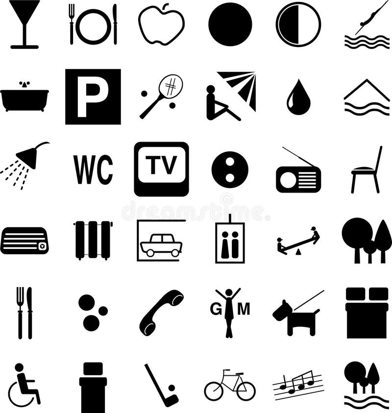 Most popular symbols for description hotel's services. Most popular symbols for description hotel's services