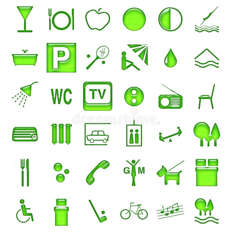 Most popular symbols for description hotel's services. Most popular symbols for description hotel's services