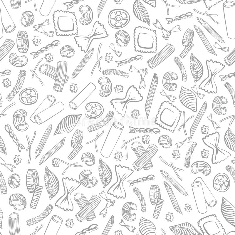 Seamless pattern with italian macaroni of different kinds. light coloured hand draw on white background. Vector illustration. Seamless pattern with italian macaroni of different kinds. light coloured hand draw on white background. Vector illustration