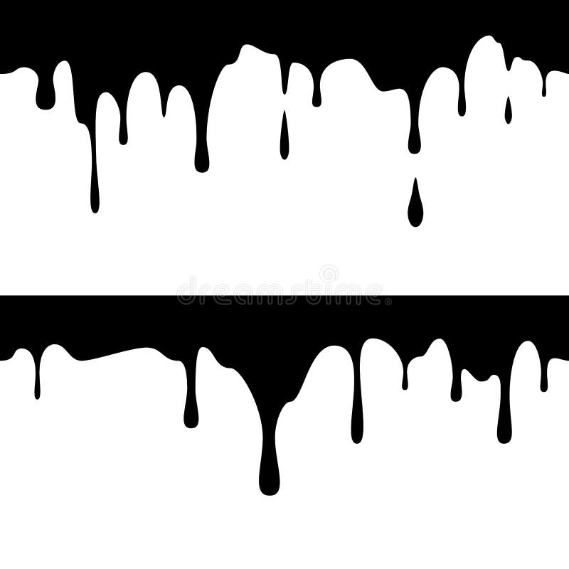 Seamless horizontal black ink runs. Dripping Paint. Liquid Drips. Vector illustration. Seamless horizontal black ink runs. Dripping Paint. Liquid Drips. Vector illustration.