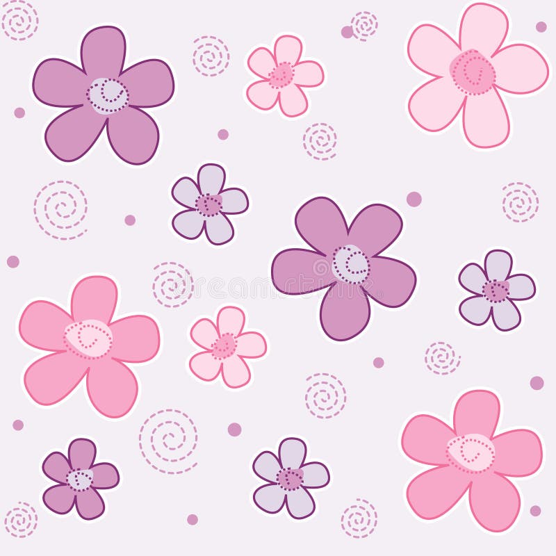 Cute Floral seamless pattern with pink and purple flowers [Spring flowers background]. Cute Floral seamless pattern with pink and purple flowers [Spring flowers background]