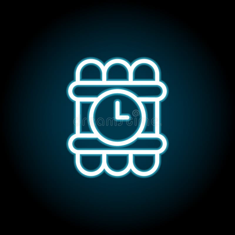 时间,炸弹蓝色霓虹灯图标 简单的细线、ui和ux、网站或移动应用程序的时间图标概要 皇族释放例证 时间,炸弹蓝色霓虹灯图标 简单的细线、ui和ux、网站或移动应用程序的时间图标概要 皇族释放例证
