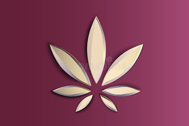 时髦的大麻大麻大麻叶子平的标志或商标设计 在桃红色背景的大麻商标 的大麻象征 向量例证 时髦的大麻大麻大麻叶子平的标志或商标设计 在桃红色背景的大麻商标 的大麻象征 向量例证