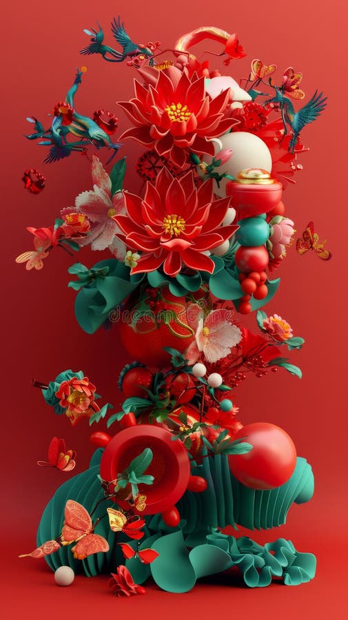 春节的烟花和节庆色彩 皇族释放例证