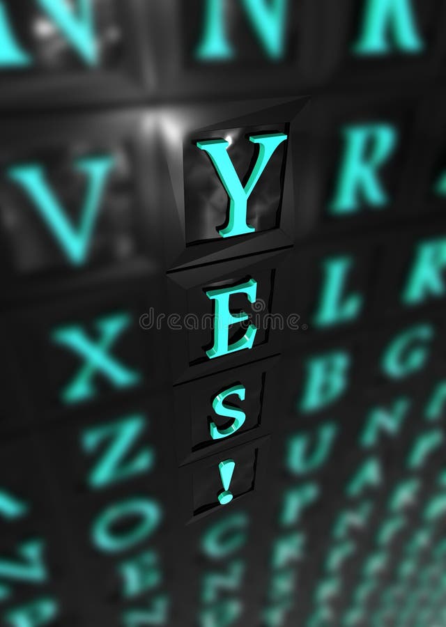 Yes word in 3d letters. Yes word in 3d letters