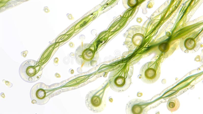 显微镜下探索藻类与微生物的复杂世界 库存例证