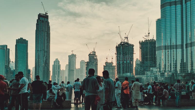晚上在迪拜市中心 免版税库存图片 晚上在迪拜市中心 免版税库存图片