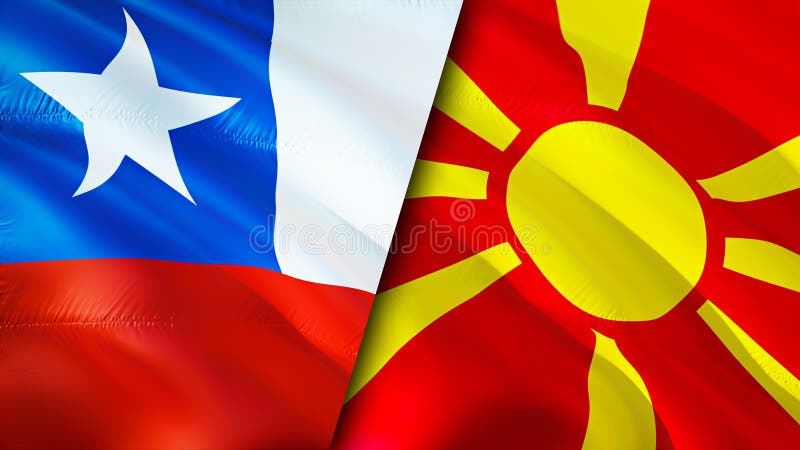 智利和北马其顿国旗3d. 智利北马其顿国旗墙纸. 智利vs马其顿 库存例证