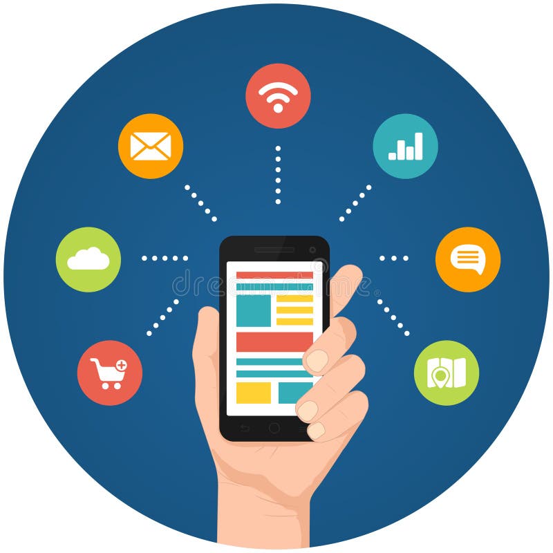 智能手机apps infographics 皇族释放例证 智能手机apps infographics 皇族释放例证