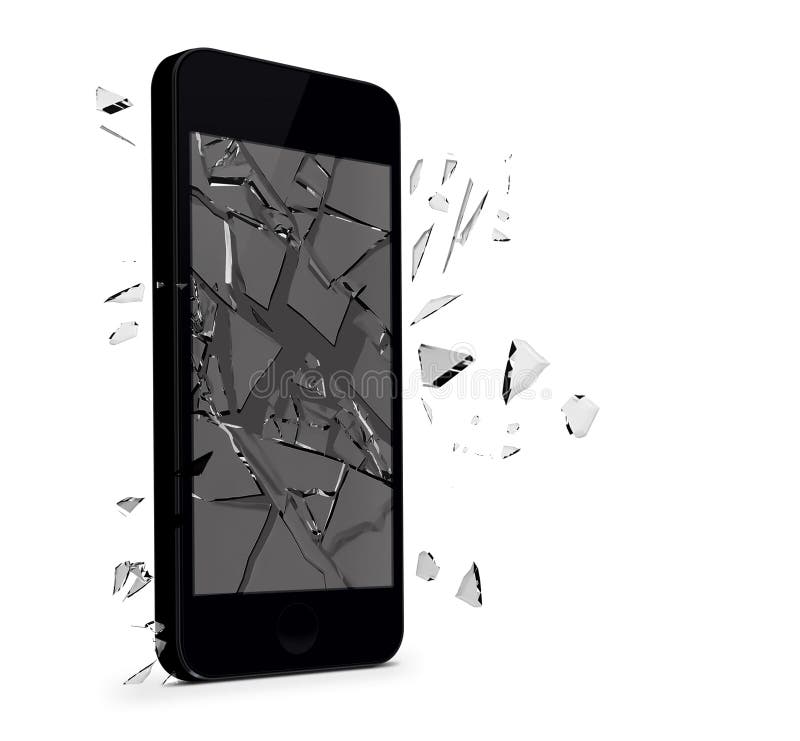 Broken glass smartphone mobile cellular isolated black. Broken glass smartphone mobile cellular isolated black