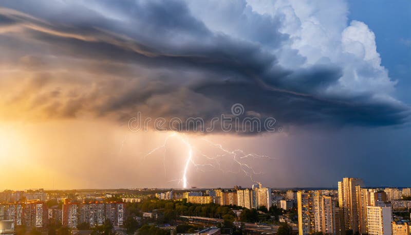 In this breathtaking image, the primal power of nature merges with the urban backdrop of a vibrant city. A raging storm whips through the streets, the trees bend under the force of the wind and clouds pile up into dark shapes in the sky. The atmosphere is charged with the energy of an approaching thunderstorm.Suddenly, a blinding flash of lightning flashes across the sky, breaking through the darkness and casting a dazzling glow on the buildings and the raindrops that swirl through the air in a wild dance. The thunderous sound of the storm echoes through the streets, giving the scene a dramatic intensity.Despite the brutal force of nature, the city exudes a strange calm, as if it were taking on the challenge and proving its own strength. This stunning image captures the fleeting moment when the forces of nature and civilization mesmerize in a fascinating way. In this breathtaking image, the primal power of nature merges with the urban backdrop of a vibrant city. A raging storm whips through the streets, the trees bend under the force of the wind and clouds pile up into dark shapes in the sky. The atmosphere is charged with the energy of an approaching thunderstorm.Suddenly, a blinding flash of lightning flashes across the sky, breaking through the darkness and casting a dazzling glow on the buildings and the raindrops that swirl through the air in a wild dance. The thunderous sound of the storm echoes through the streets, giving the scene a dramatic intensity.Despite the brutal force of nature, the city exudes a strange calm, as if it were taking on the challenge and proving its own strength. This stunning image captures the fleeting moment when the forces of nature and civilization mesmerize in a fascinating way.