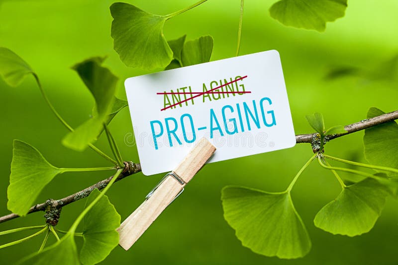 The Word Pro-Aging in a Ginkgo Tree. The Word Pro-Aging in a Ginkgo Tree