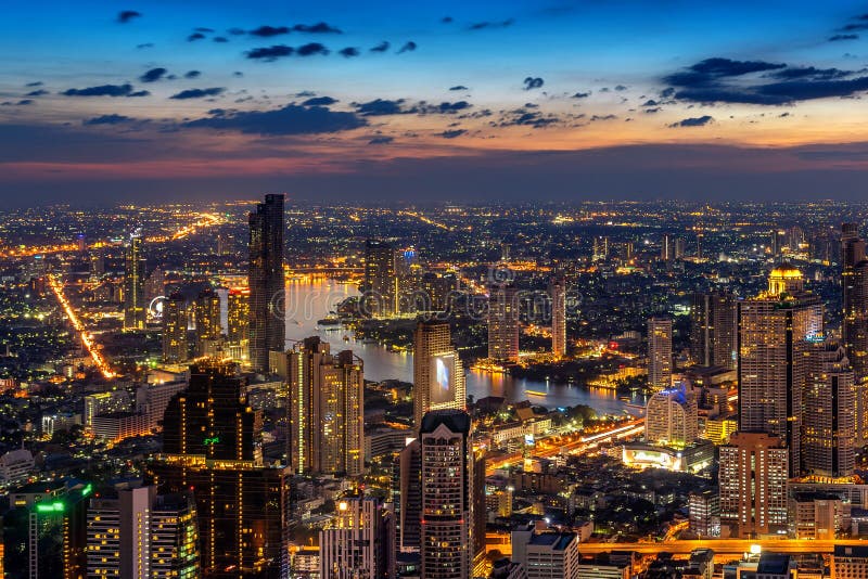 曼谷都市风景,泰国鸟瞰图 图库摄影
