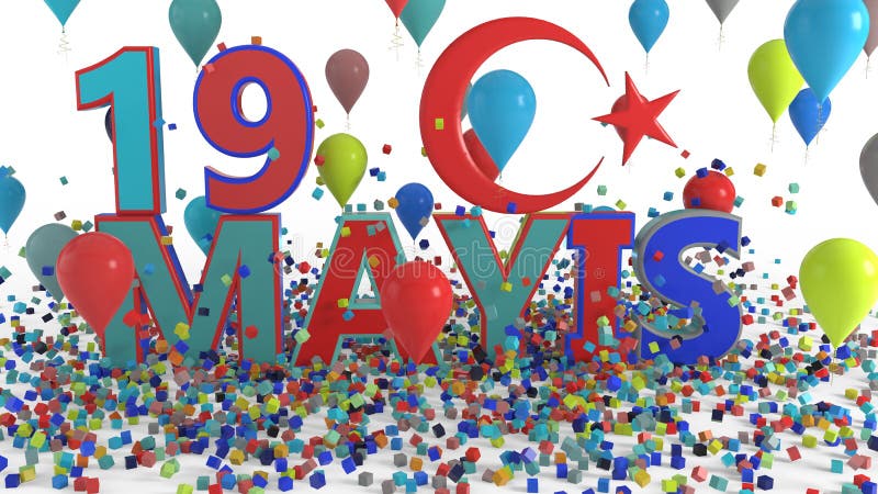 5月19日,青年和体育节日, 3d翻译 皇族释放例证 5月19日,青年和体育节日, 3d翻译 皇族释放例证