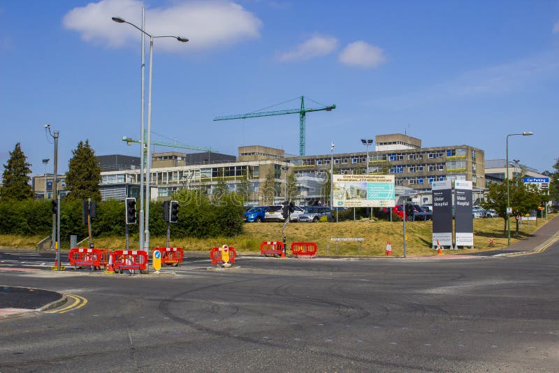 7月7日2018阿尔斯特医院在Dundoald贝尔法斯特北爱尔兰 库存照片