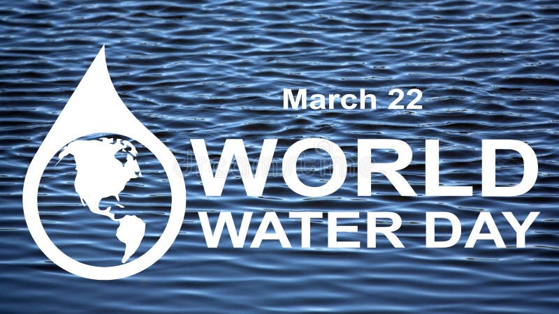 3月22日是世界水日 波浪背景中的文字和符号 一滴水,里面有地球,南北 免版税库存图片 3月22日是世界水日 波浪背景中的文字和符号 一滴水,里面有地球,南北 免版税库存图片