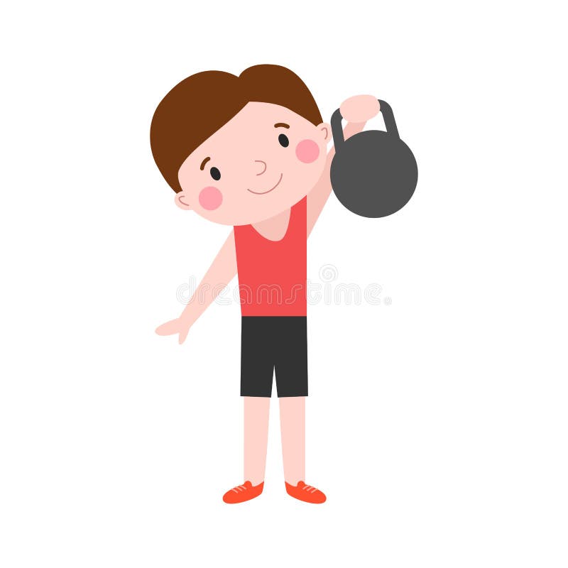 有哑铃健身有吸引力的孩子健康生活方式能量体育运动和幼儿锻炼健身房训练的男孩 向量例证 有哑铃健身有吸引力的孩子健康生活方式能量体育运动和幼儿锻炼健身房训练的男孩 向量例证