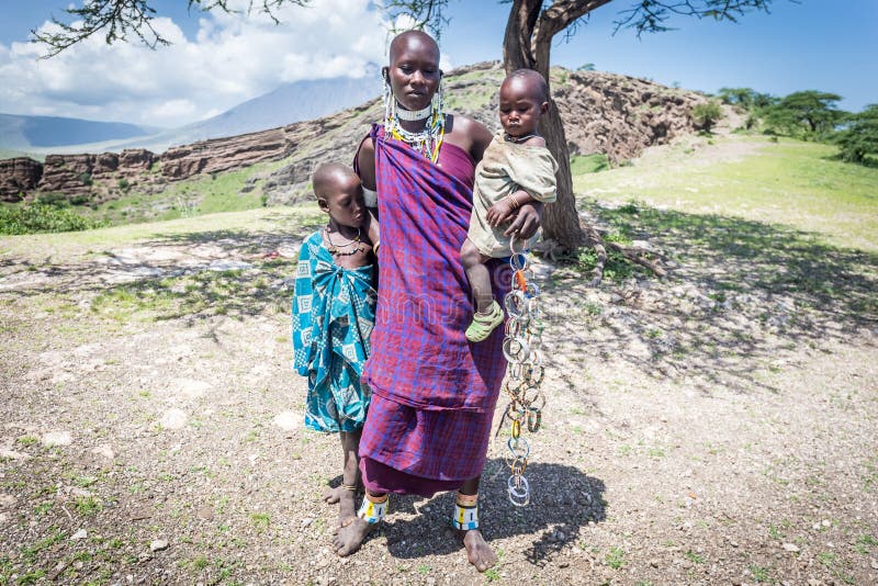 Masai women with her kids,Tanzania. Masai women with her kids,Tanzania