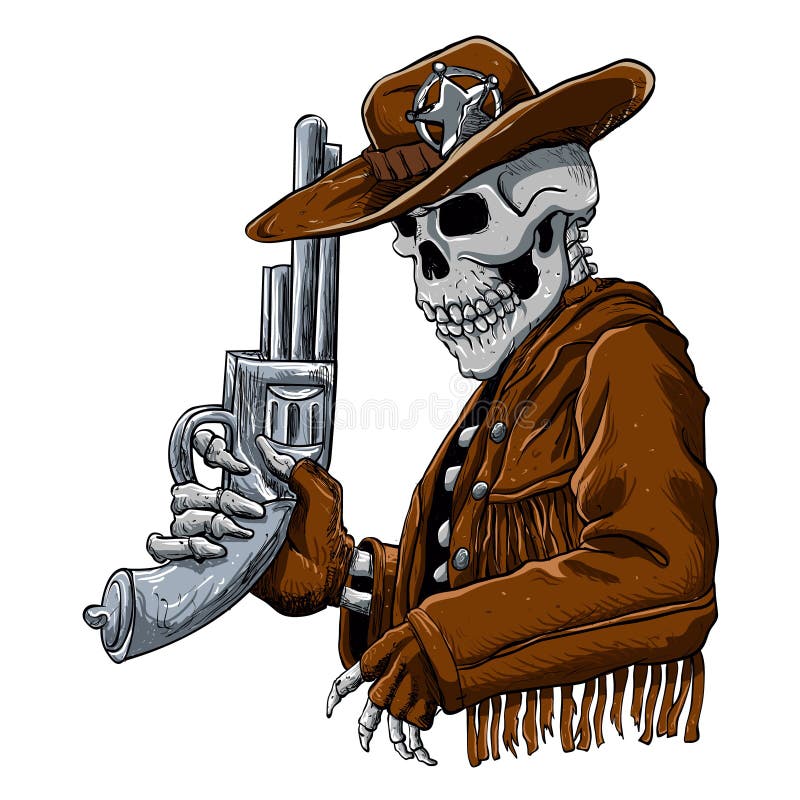 Skeleton Cowboy with revolver.vector illustration. Skeleton Cowboy with revolver.vector illustration.