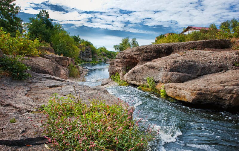 Gornij Tikich river with rapids in Buki village, Ukraine. Gornij Tikich river with rapids in Buki village, Ukraine