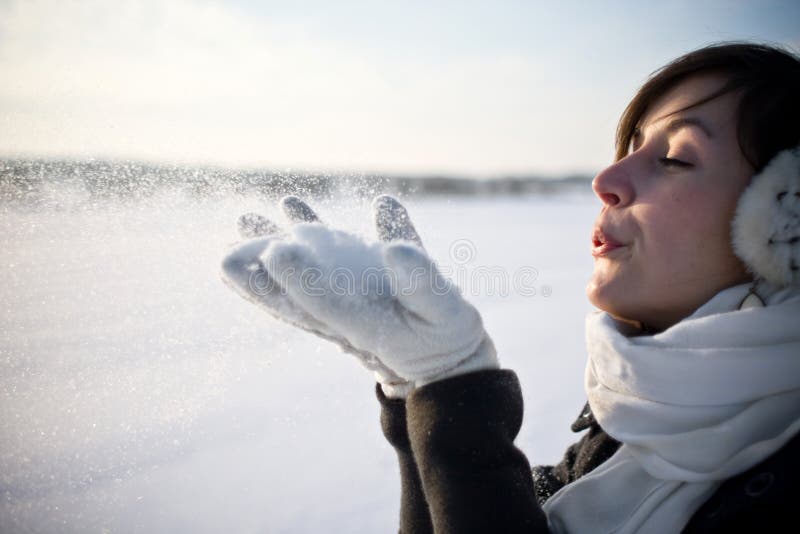 Girl is having fun in winter scene. Girl is having fun in winter scene