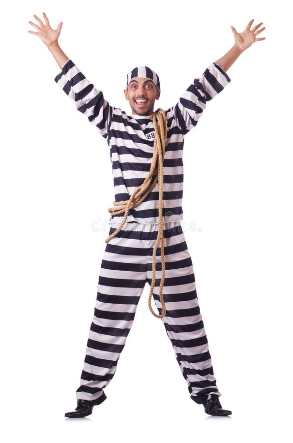 Convict criminal in striped uniform. Convict criminal in striped uniform