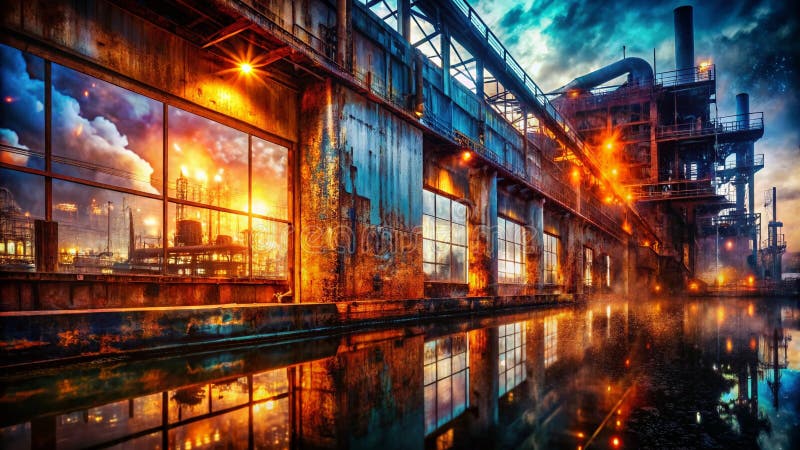 有趣的工业金属双曝光格朗基纹理叠加在抽象形式的视觉融合中 皇族释放例证