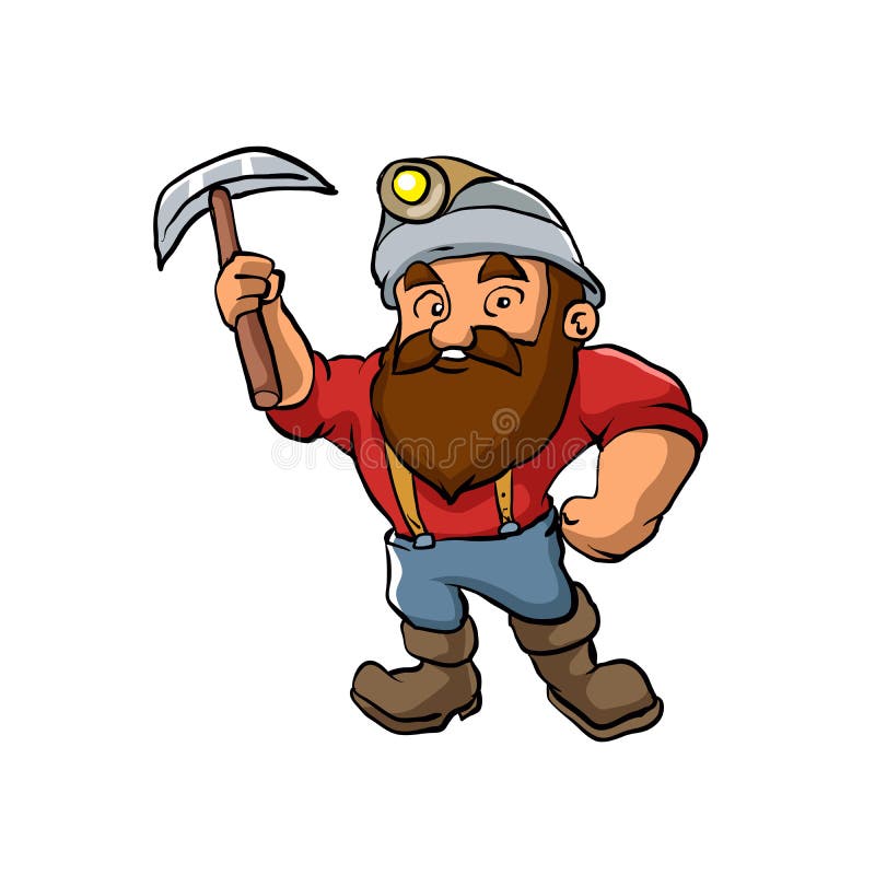 Cartoon Miner with pickaxe.vector illustration. Cartoon Miner with pickaxe.vector illustration.