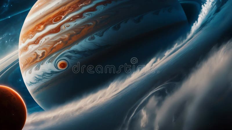 木星和他神秘的戒指，红斑4k视频动画 向量例证