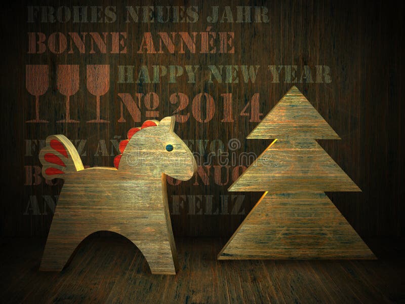 木马,新年贺卡2014年 向量例证 木马,新年贺卡2014年 向量例证