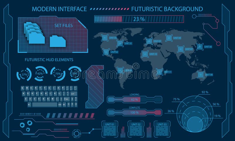 未来派接口Hud设计、Infographic元素、技术和科学,文件系统,形象化仪表板 库存例证 未来派接口Hud设计、Infographic元素、技术和科学,文件系统,形象化仪表板 库存例证