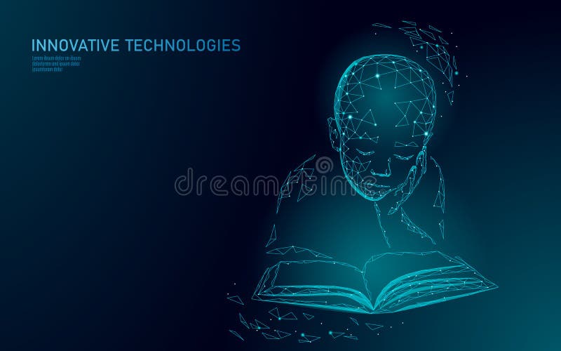 机器学习3D低多技术企业概念 神经网络人工智能靠机械装置维持生命的人儿童男孩形状 向量例证 机器学习3D低多技术企业概念 神经网络人工智能靠机械装置维持生命的人儿童男孩形状 向量例证