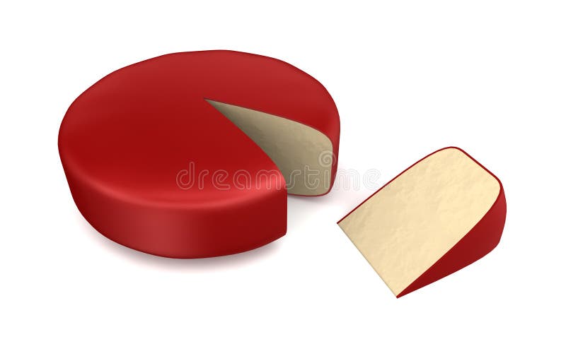 A wax covered wheel of yellow cheese isolated on white. A wax covered wheel of yellow cheese isolated on white