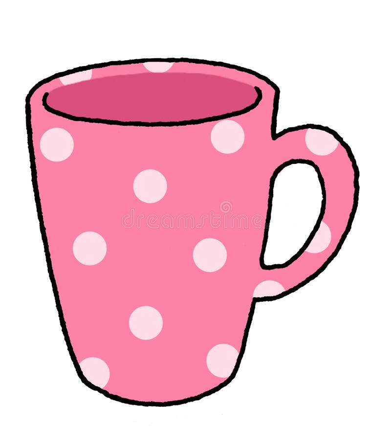 Pink coffee mug with dots. Pink coffee mug with dots