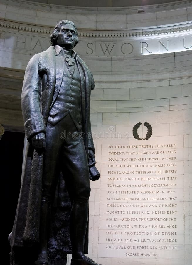 Thomas Jefferson statue in the Jefferson memorial in Washington D.C. by night. Thomas Jefferson statue in the Jefferson memorial in Washington D.C. by night