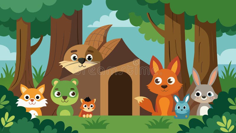 Furry woodland creatures such as squirrels and rabbits cautiously peeked out from behind trees curious about the new visitors in their home.. AI generated. Furry woodland creatures such as squirrels and rabbits cautiously peeked out from behind trees curious about the new visitors in their home.. AI generated