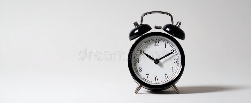 极简背景黑色闹钟显示TimeAI生成图像 库存图片
