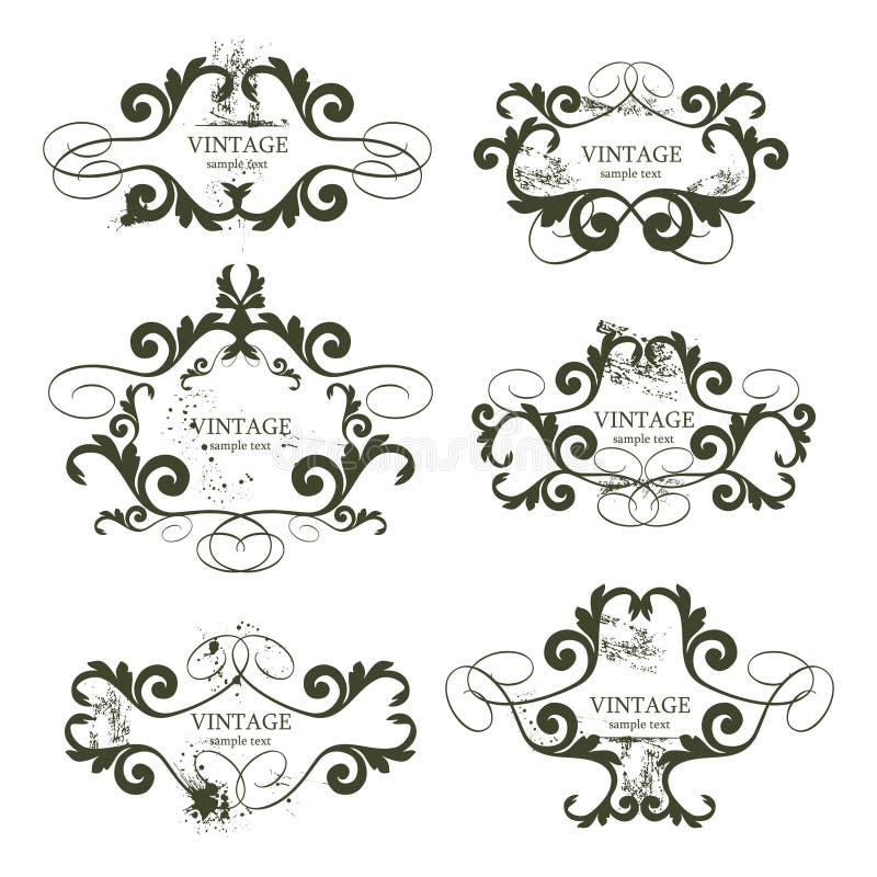 Curly grunge vintage frames - vector illustration. Curly grunge vintage frames - vector illustration