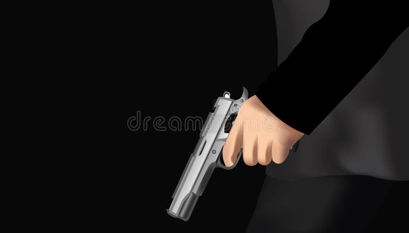 Illustration of a man holding a gun. Illustration of a man holding a gun