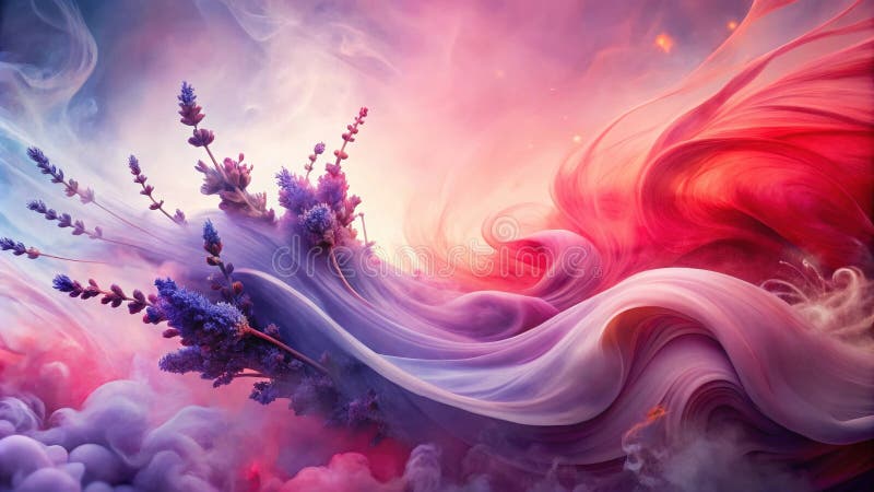 柔和色调的薰衣草在旋风中绽放. 创成人工智能 向量例证