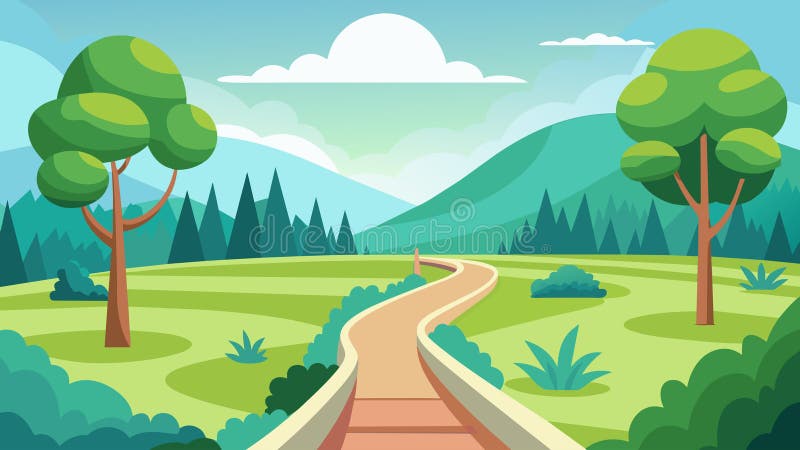 The soft track walking area boasts panoramic views of the surrounding greenery providing a serene environment for rehab.. Vector illustration AI generated. The soft track walking area boasts panoramic views of the surrounding greenery providing a serene environment for rehab.. Vector illustration AI generated