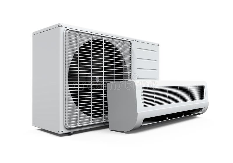 Air Conditioner isolated on white background. 3D render. Air Conditioner isolated on white background. 3D render