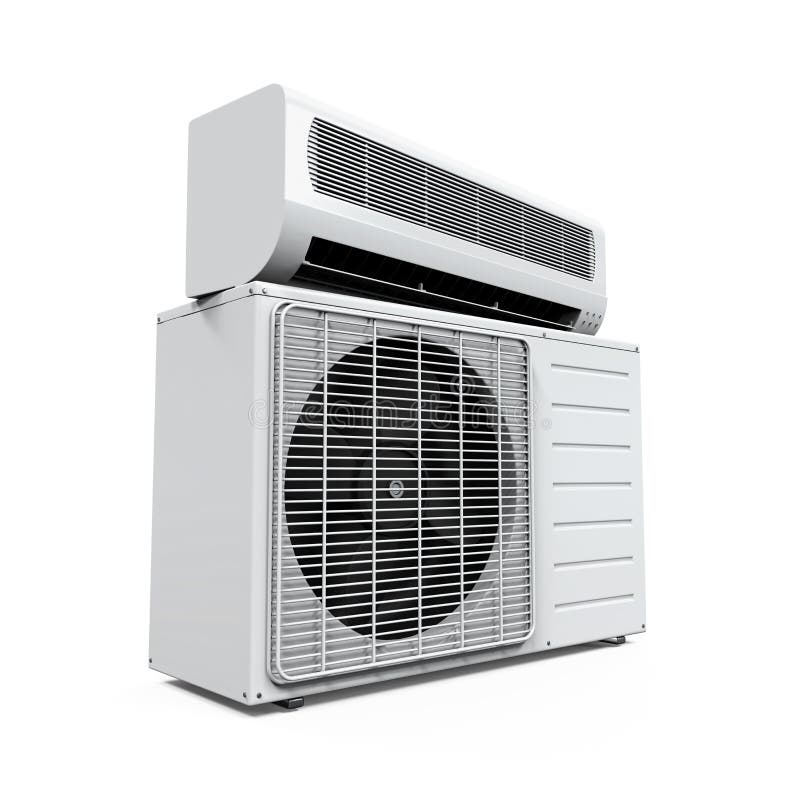 Air Conditioner isolated on white background. 3D render. Air Conditioner isolated on white background. 3D render