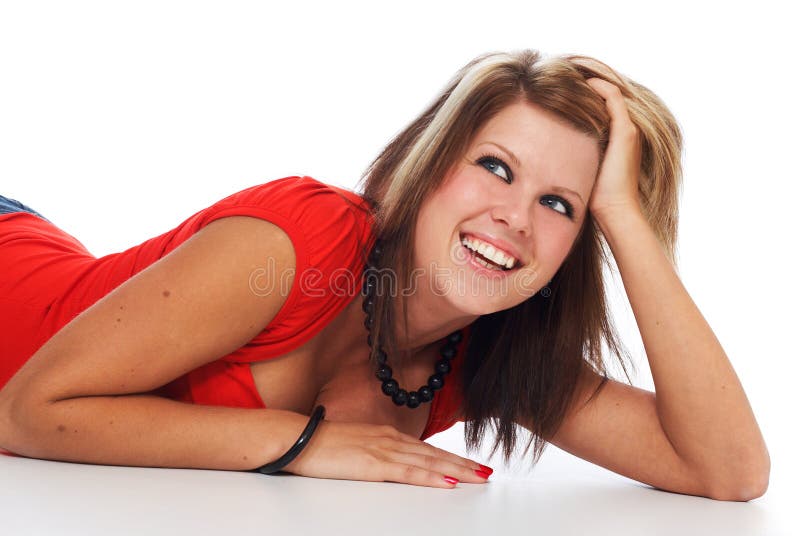 查寻美丽的白肤金发的女孩笑和 库存照片 查寻美丽的白肤金发的女孩笑和 库存照片