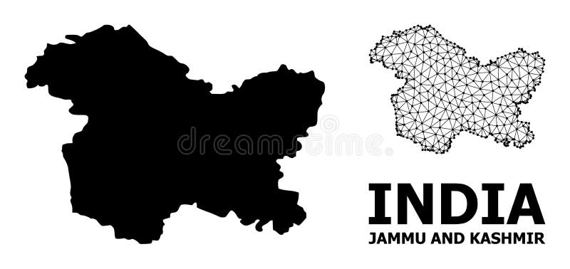 Solid and mesh vector map of Jammu and Kashmir State. Wire carcass flat polygonal mesh in vector EPS format, geographic templates for patriotic illustrations. Solid and mesh vector map of Jammu and Kashmir State. Wire carcass flat polygonal mesh in vector EPS format, geographic templates for patriotic illustrations.